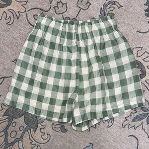 Petal & Pup Green Checkered High Waist Shorts